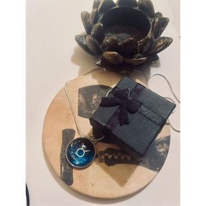 BLUE TAURUS MEDALLION NECKLACE